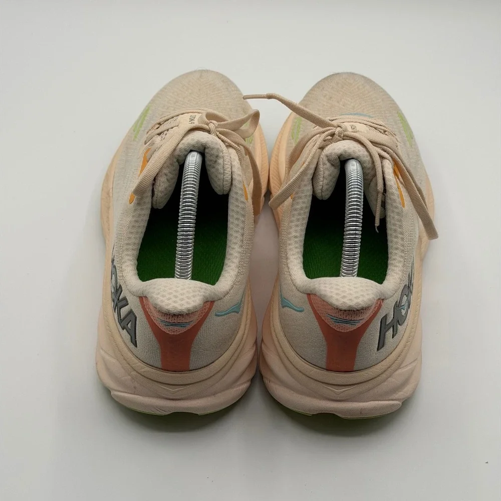 Hoka One One Clifton 9 Wide Running Shoes Womens 9D Eggnog Passion Fruit 1132211